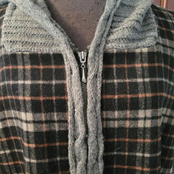 Moth Anthropologie Womens Plaid Wool Blend Zip-Up Hooded Cardigan Jacket With Po - Picture 4 of 11